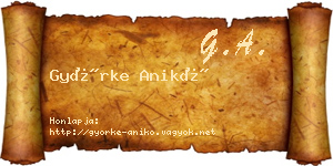 Györke Anikó névjegykártya